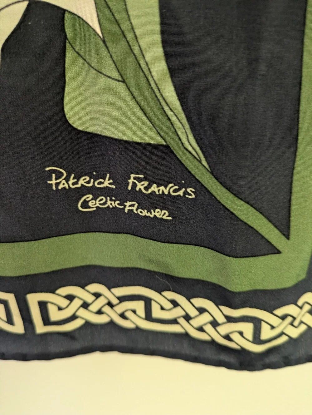 Vintage Irish Silk Scarf Patrick Francis Celtic Flower Lily